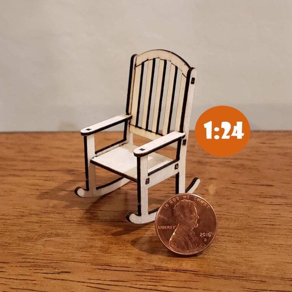 Miniature Doll Rocking Chair for 1:24 Scale