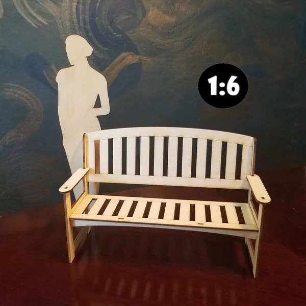 Miniature Doll Park Bench for 1:6 Scale (for 11-12 inch doll)