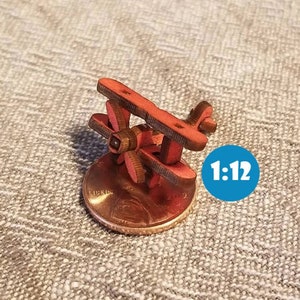 Tiny Wooden "Toy" Biplane for 1:12 Scale Dollhouse