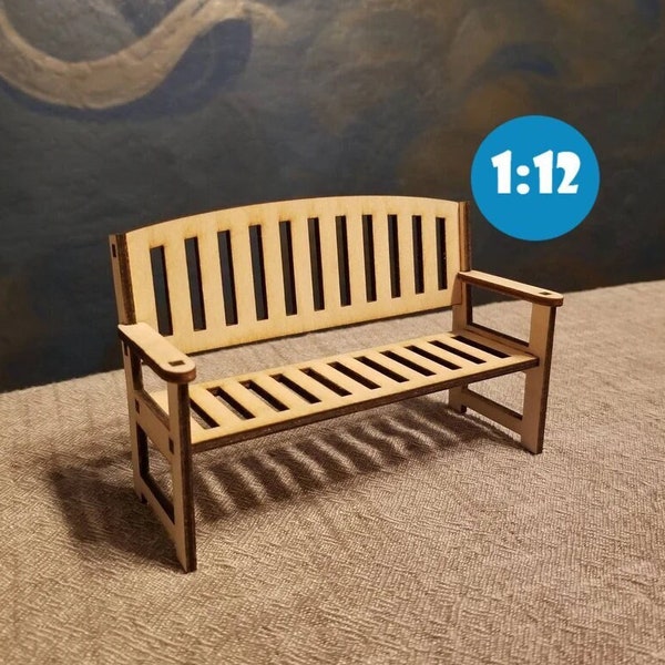 Miniature Doll Park Bench for 1:12 Scale