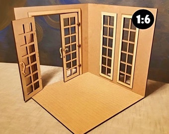 French Door Corner Room Kit for 1:6 Scale