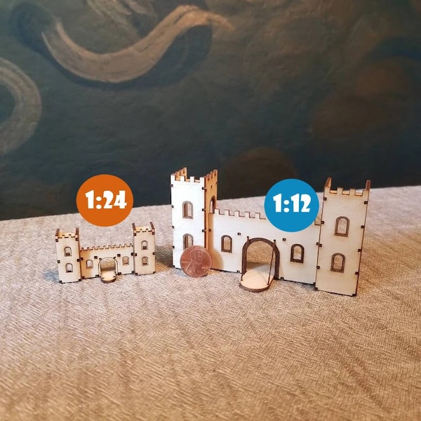 Miniature Wooden "Toy" Castle for 1:6, 1;12 and 1;24 Scale Dolls