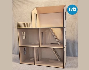 Stair Stackable Dollhouse Room Box | Photography Backdrop | 5-6 Inch Doll Room Box | 1:12 Scale