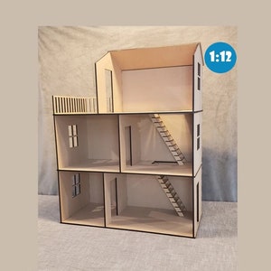 Stair Stackable Dollhouse Room Box | Photography Backdrop | 5-6 Inch Doll Room Box | 1:12 Scale