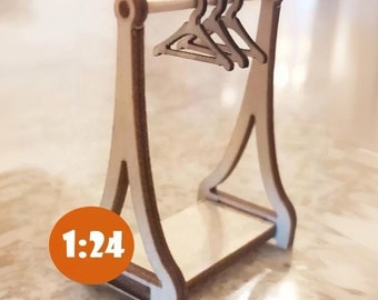 Clothing Rack and Hangers for 1:24 Scale Dollhouse