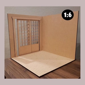 Japanese Miniature Room Backdrop | Dollhouse Corner Box | Doll Photography Backdrop | for 11-12 Inch Doll | 1:6 Scale
