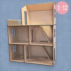 Stair Stackable Dollhouse Room Box | Photography Backdrop | 5-6 Inch Doll Room Box | 1:12 Scale