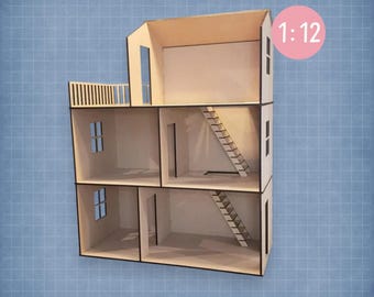 Stair Stackable Dollhouse Room Box | Photography Backdrop | 5-6 Inch Doll Room Box | 1:12 Scale