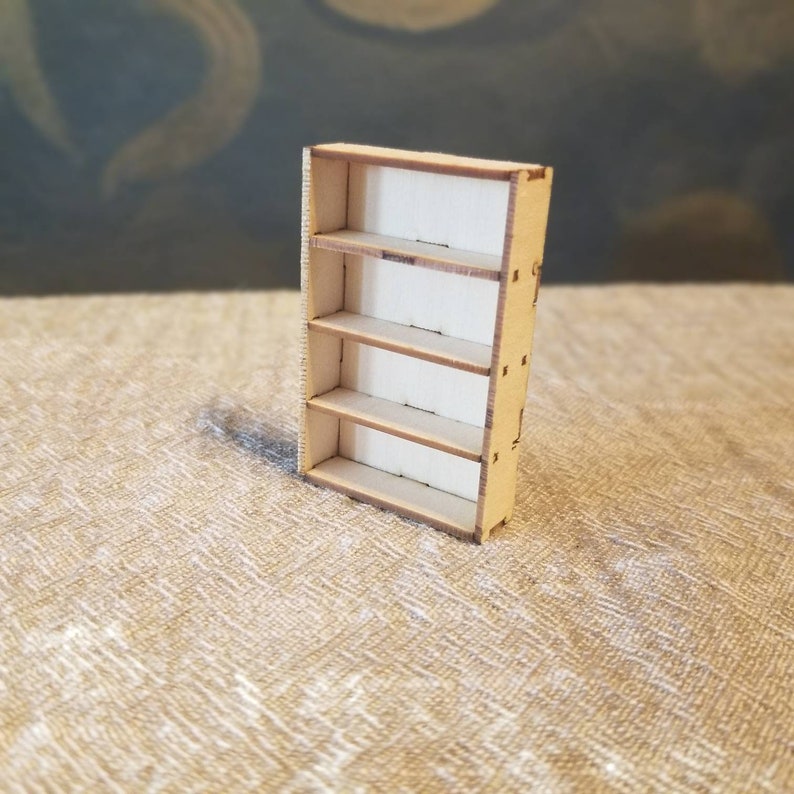 Miniature Wooden Bookshelf 124 Scale Dollhouse Library Etsy