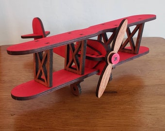 Laser Cut Large Biplane; 11" Wingspan