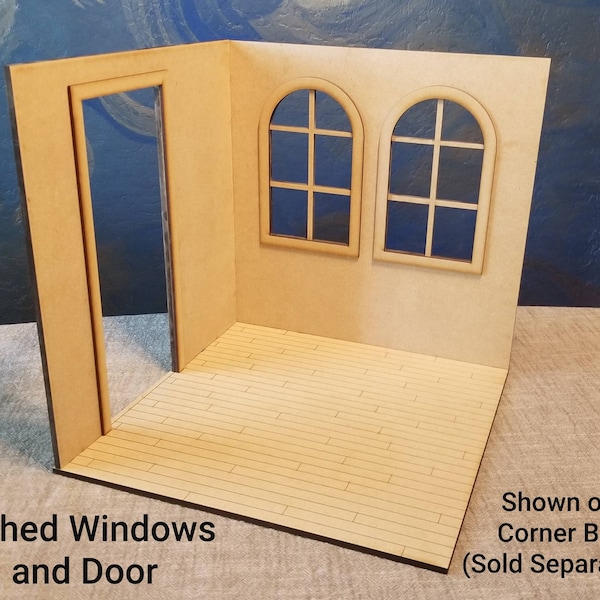 Window and Door Trim for Corner 1:6 Room Box/Dollhouse Room