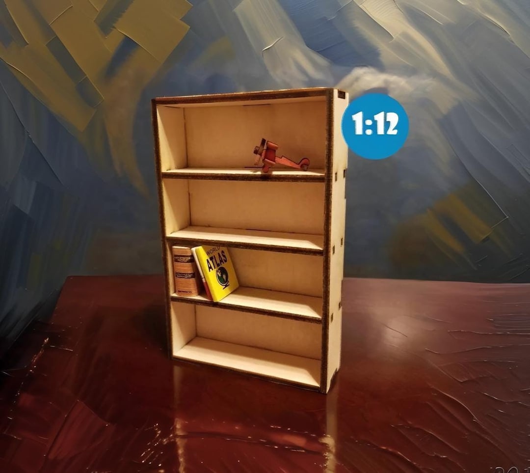 Bibliothèque Miniature En Bois | Échelle 1:12 | Bibliothèque De Maison De Poupée | Livres De Poupées - France