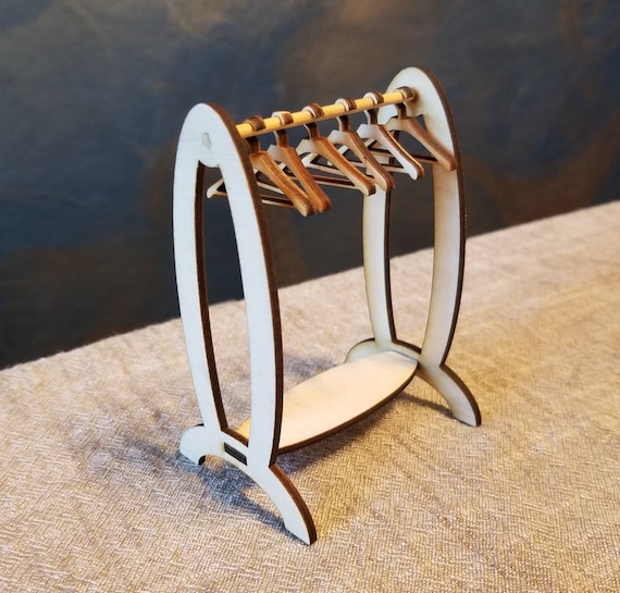 Wood Dollhouse Miniature Hangers and Clothes Rack | Dollhouse Decor | 1:12 Scale | Dollhouse Decorating