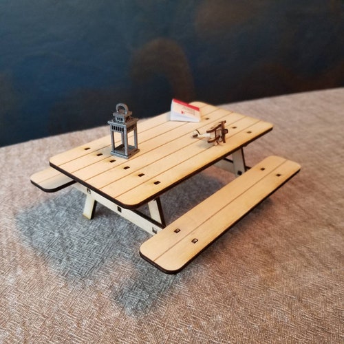 Miniature Wooden Picnic Table for 112 Scale Dollhouse Etsy