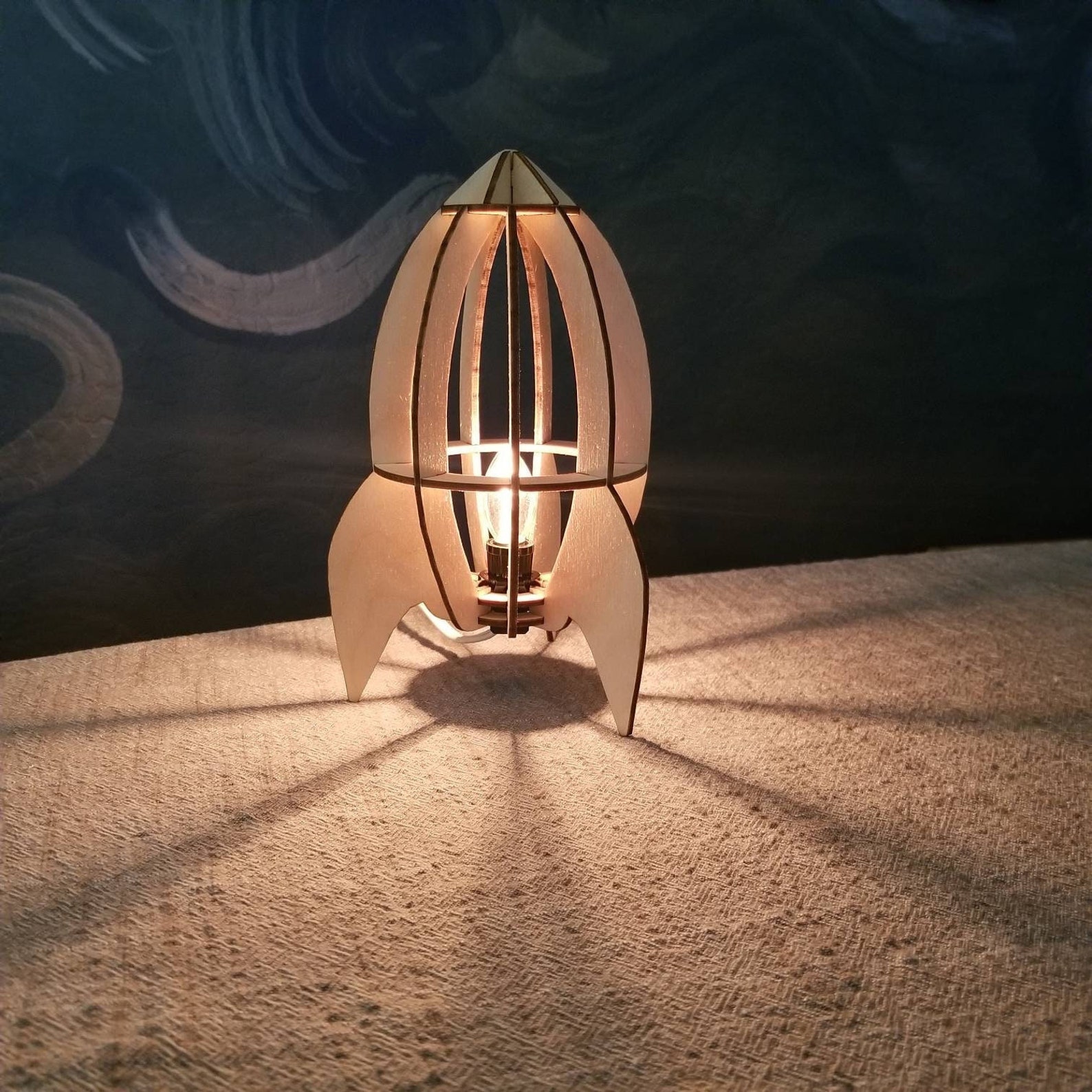 Laser Cut Wooden Rocketship Optional Lamp/nightlight - Etsy