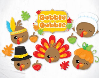 Gobble Gobble Turkies cutting files, svg, dxf, pdf, eps included - cut files for cricut and silhouette - Cutting Files SVG