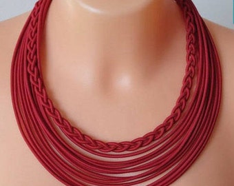 Colar étnico, joias étnicas, colar tribal, joias tribais, joias africanas, colar multicamadas, colar vermelho, joias boho, colar boho