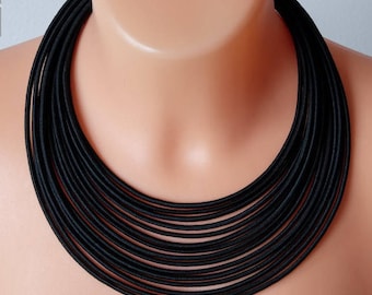 Black necklace, Statement necklace, Tribal necklace, African necklace, Strand necklace, Statement jewelry, African jewelry, Layered necklace