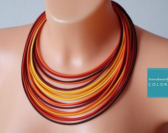 Colorful necklace, Colourful necklace, Statement necklace, Orange bright necklace, African bold necklace, Chunky necklace, Masai necklace