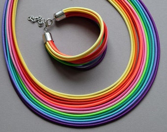 Statement Rainbow jewelry set, LGBT gift, Trendy necklace, Colorful Bold necklace, Rainbow gift