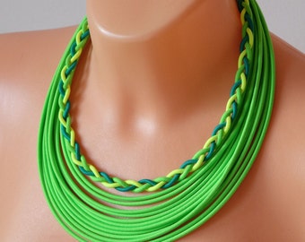 Multi Jewelry Set, juicy necklace, yellow necklace, knot necklace, summer necklace, summer style,green necklace, rope necklace neon necklace
