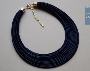 Blue necklace, Layered necklace, Lariat necklace, Minimalist necklace, Statement necklace for women, Chunky necklace,Bib Cord necklace
