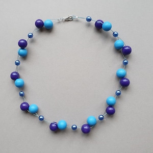 Beaded Blue necklace, Colorful necklace, Colourful beaded necklace, Multistrand necklace, African necklace, Red bead necklace, Fun necklace