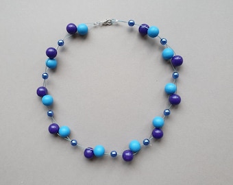 Beaded Necklace: Colorful Wooden Bead Multistrand Statement Necklace