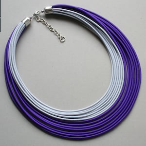 Ultra violet necklace,Purple bib necklace, Gray bold necklace, Hippie necklace, Hippie jewelry, Violet jewelry, Statement strand necklace