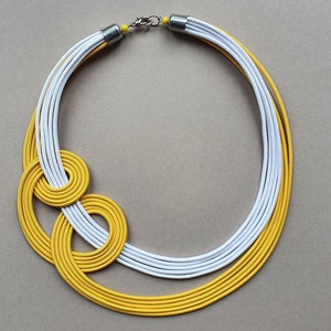 Yellow statement necklace, Tribal african necklace, Multi layer choker, Bib yellow necklace, African strand choker, African jewelry