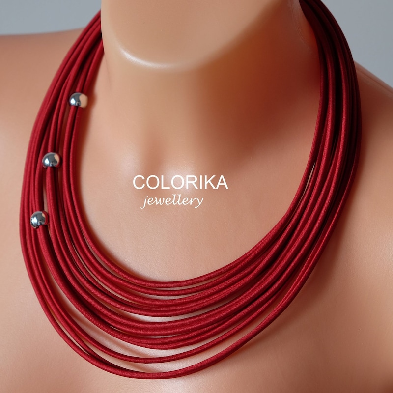 Red and Green Bead Copper Bib