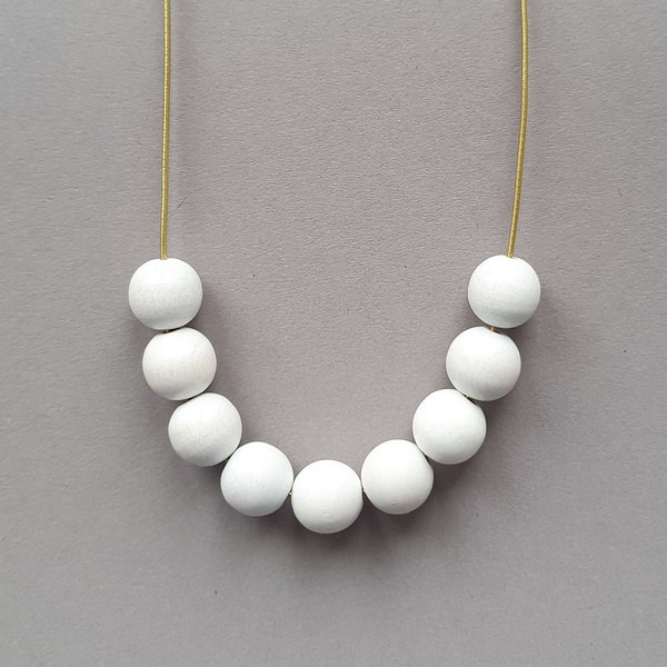 Wooden Bead Necklace Etsy