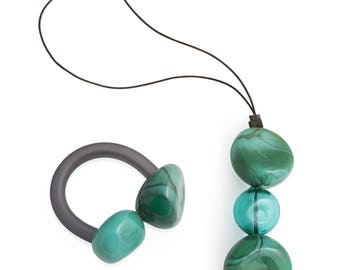 GEMSTONE DUE MARI Pendant + Bracelet