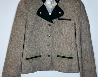 Chaqueta tradicional austriaca nueva con etiquetas, talla EU 34 XS / Blazer bordado de algodón y lino alpino