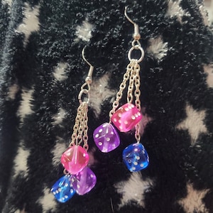 Bisexual pride dice earrings