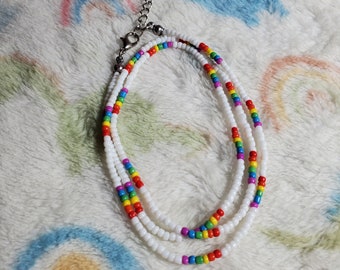 chaîne de ventre en perles arc-en-ciel