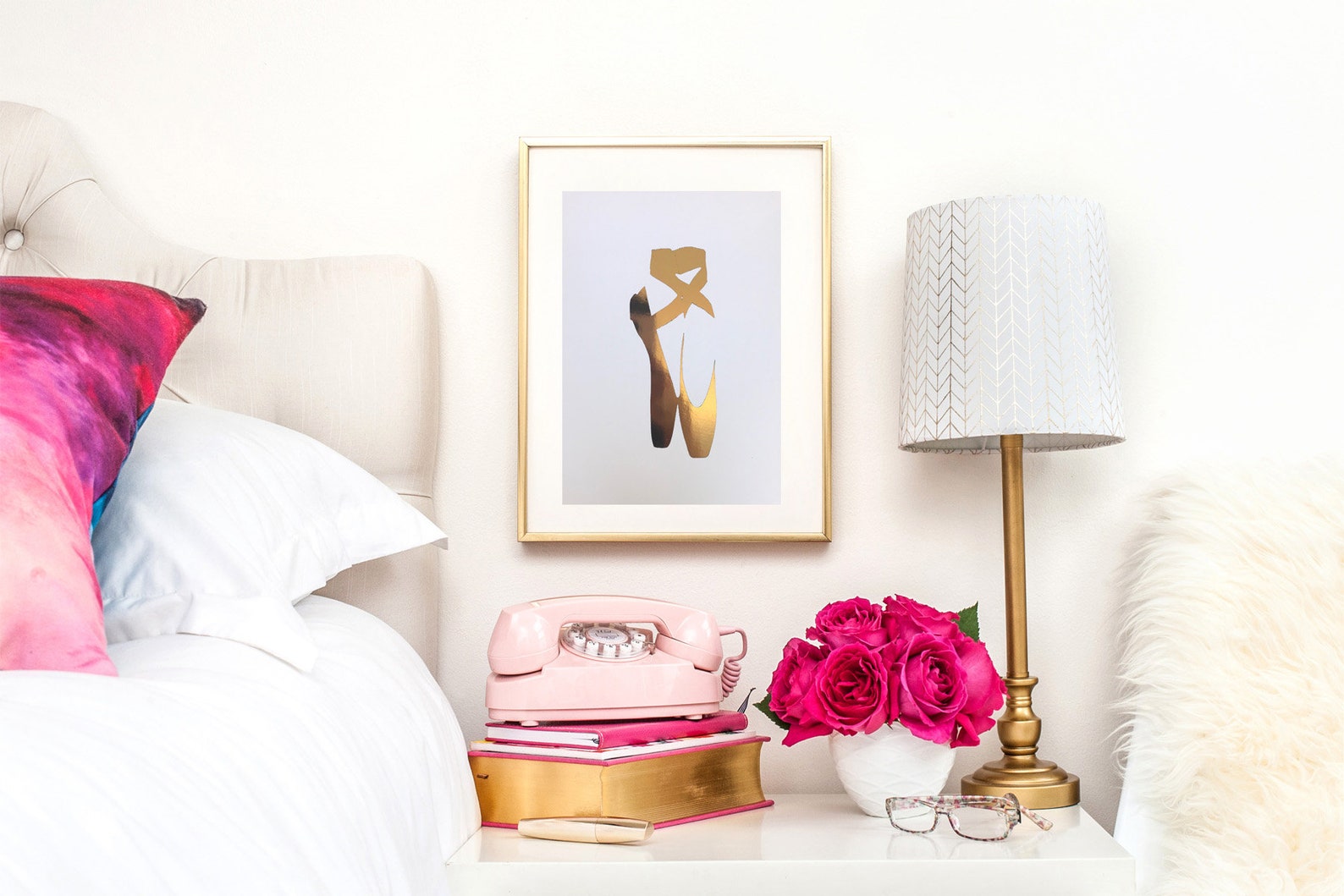 plain ballet shoe gold foil print