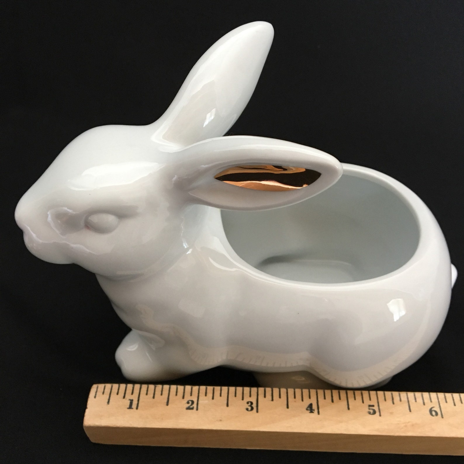 Threshold white ceramic rabbit planter candy dish with gold Etsy