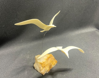 Vintage 1974 Flying Kinetic Seagulls Sculpture by Marvin Warnick