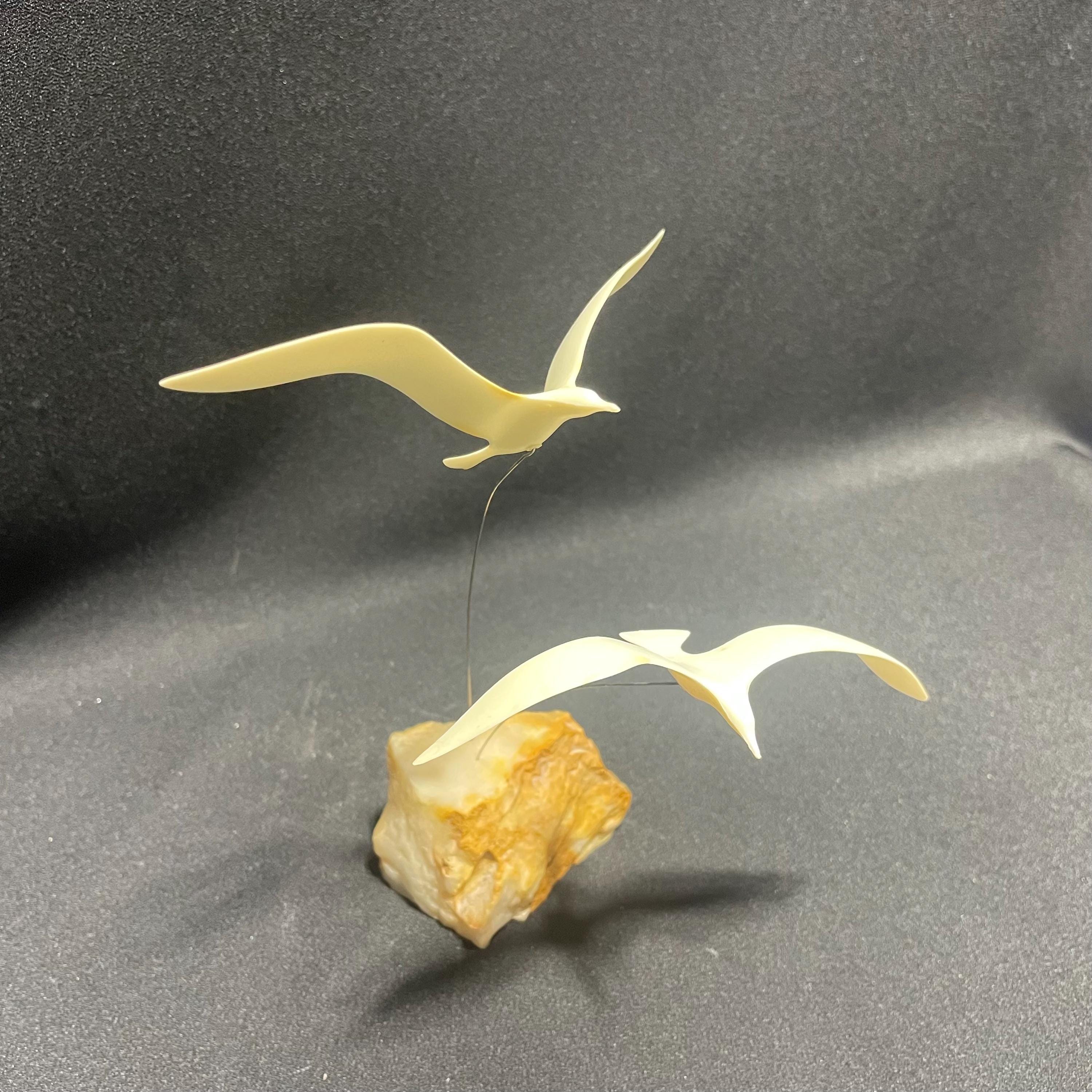 Vintage 1974 Flying Kinetic Seagulls Sculpture by Marvin Warnick