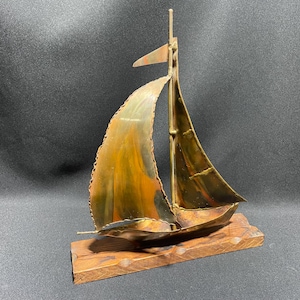 Vintage Handcrafted Copper Nautical Boat Curtis Jere Style