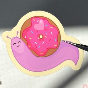 Cute Pink Cottagecore Doughnut Snail Sticker