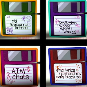 Floppy Disk Nostalgia Stickers: Y2K Millennial Throwback