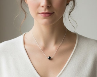 Hematite Necklace for Grounding & Protection, Dainty Crystal Necklace, Minimalist Black Gemstone Jewelry, Spiritual Gift for Women