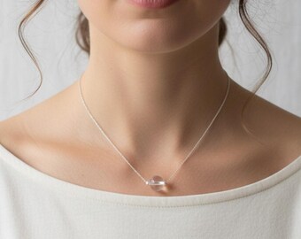 Collar pequeño de cuarzo transparente para mujer, collar con colgante de cristal delicado, joyería de cristal curativo, collar minimalista de piedras preciosas, autocuidado