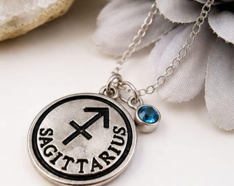 Collar con dije de piedra natal de Sagitario, colgante del zodíaco para mujer, joyería astrológica, regalo de cumpleaños de noviembre y diciembre, collar del signo de fuego