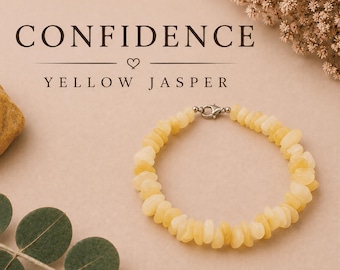 Confidence Bracelet with Yellow Jasper, Personal Power Crystal Bracelet with Clasp for Courage, Optimism & Motivation Gift