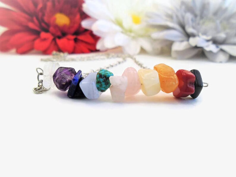 Chakra Bracelet 7 Stones Healing Chakra Bracelet Yoga Jewelry Lobster Clasp Reiki Bracelet Rainbow Stones Bracelet Multicolor Stone Bracelet
