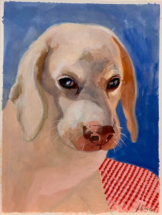Custom made Dog Portrait Gouache Painting