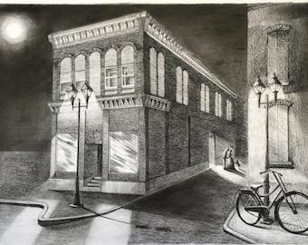 Custom made architectural charcoal drawing
